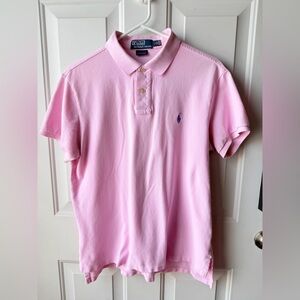 Polo Ralph Lauren Pink Custom Fit Polo Shirt Mens Size L Classic Logo